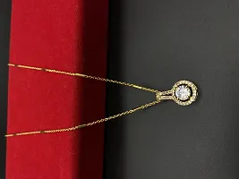 Elegant Gold Plated American Diamond Pendal Neklace Chain For Women-thumb1