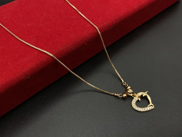 Elegant Plated American Diamond Pendal Neklace Chain For Women