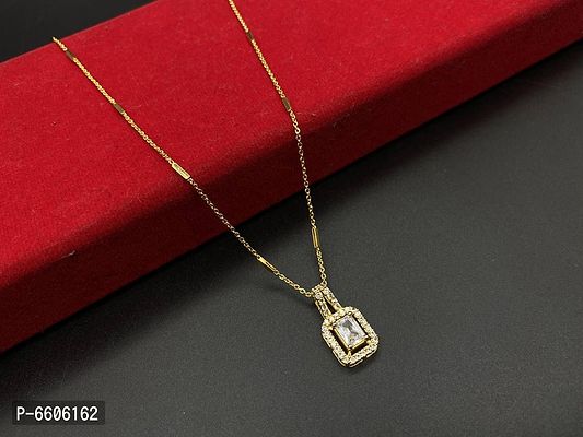 Elegant Gold Plated American Diamond Pendal Neklace Chain For Women-thumb0