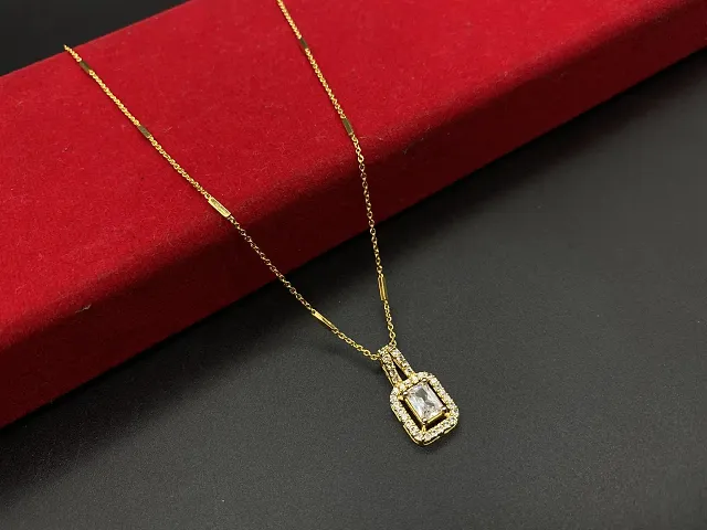 Trendy Golden Brass Beads Antique American Diamond Necklace