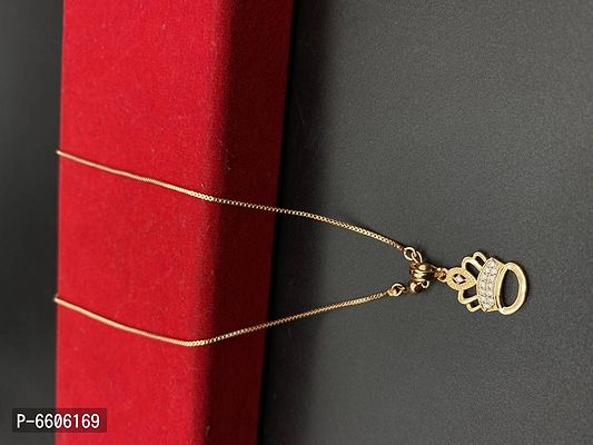 Elegant Gold Plated American Diamond Pendal Neklace Chain For Women-thumb2