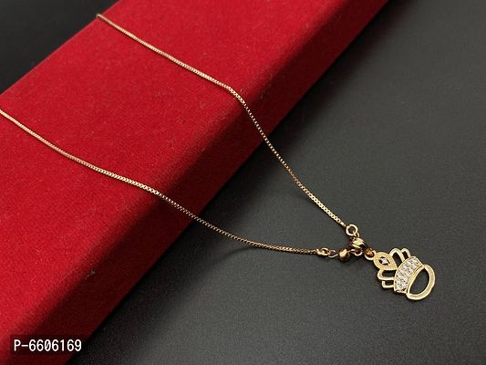 Elegant Gold Plated American Diamond Pendal Neklace Chain For Women