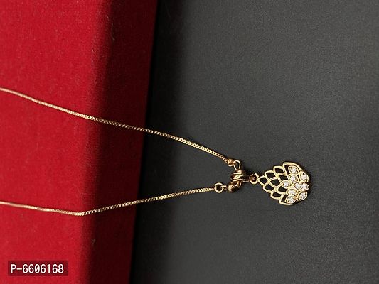 Elegant Gold Plated American Diamond Pendal Neklace Chain For Women