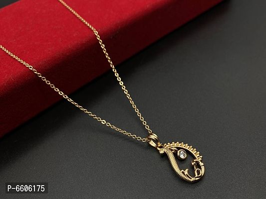 Elegant Gold Plated American Diamond Pendal Neklace Chain For Women