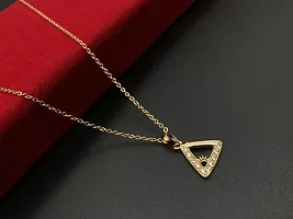 Elegant Gold Plated American Diamond Pendal Neklace Chain For Women-thumb1