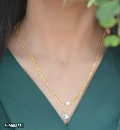 Golden Alloy Antique Necklaces Chains Mangalsutras For Women