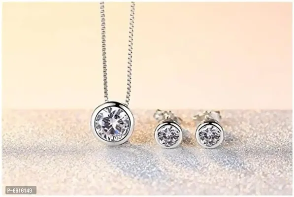 Silver Alloy Necklace Ring And Earrings Combo For Women-thumb2