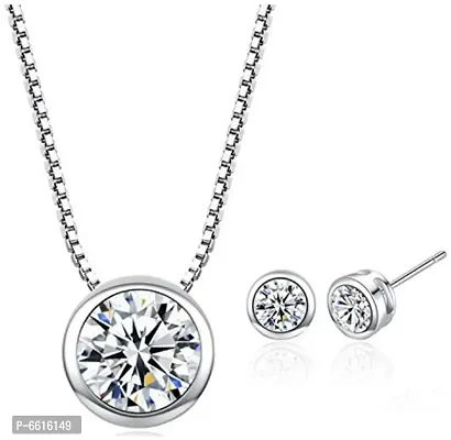 Silver Alloy Necklace Ring And Earrings Combo For Women-thumb4