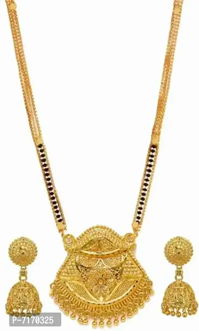 Traditional Gold Plated 30 Inch long and 18 Inch short Daily Wear Mangalsutra for Women and Girls-thumb0
