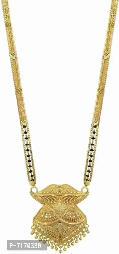 Traditional Gold Plated 30 Inch long and 18 Inch short Daily Wear Mangalsutra for Women and Girls-thumb0