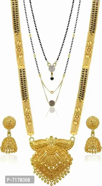 Traditional Gold Plated 30 Inch long and 18 Inch short Daily Wear Mangalsutra for Women and Girls-thumb0