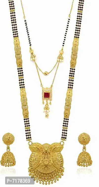 Traditional Gold Plated 30 Inch long and 18 Inch short Daily Wear Mangalsutra for Women and Girls