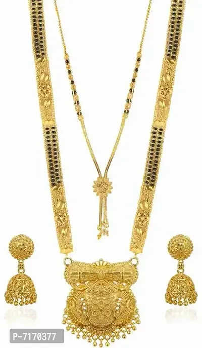 Traditional Gold Plated 30 Inch long and 18 Inch short Daily Wear Mangalsutra for Women and Girls