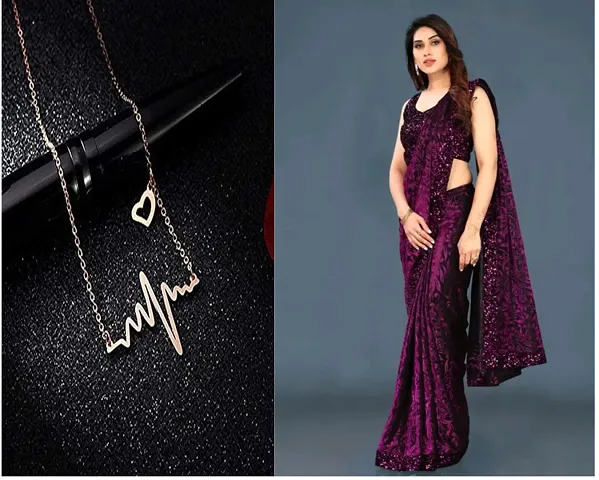 fancy necklace chain with saree special for women and girls