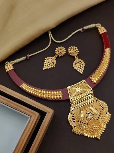 Trendy Golden Brass American Diamond Jewellery Sets