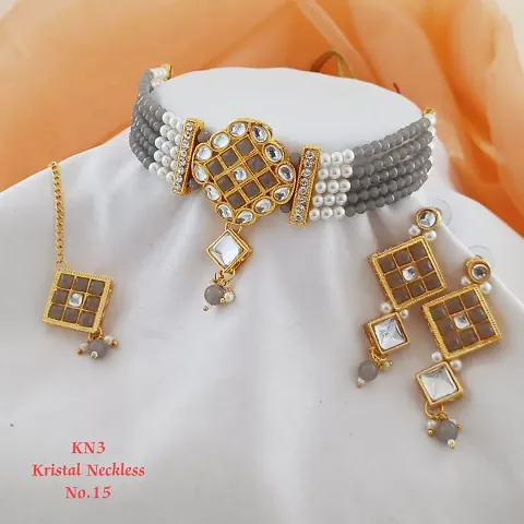 Golden Brass American Diamond Jewellery Sets
