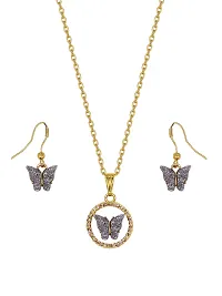 Shimmering Alloy Butterfly Design Jewellery Set For Women And Girls- Set Of 2-thumb2