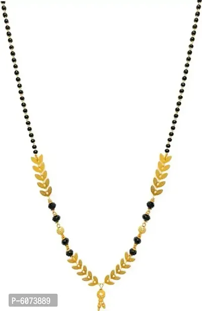 One Gram Gold Plated Combo of 4 Mangalsutra Necklace Pendant Tanmaniya Black Bead Chain For Woman and Girls Brass, Alloy Mangalsutra-thumb3