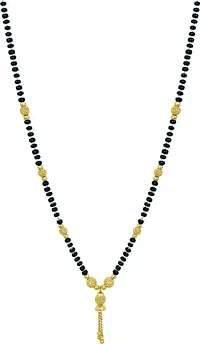 One Gram Gold Plated Combo of 4 Mangalsutra Necklace Pendant Tanmaniya Black Bead Chain For Woman and Girls Brass, Alloy Mangalsutra-thumb3