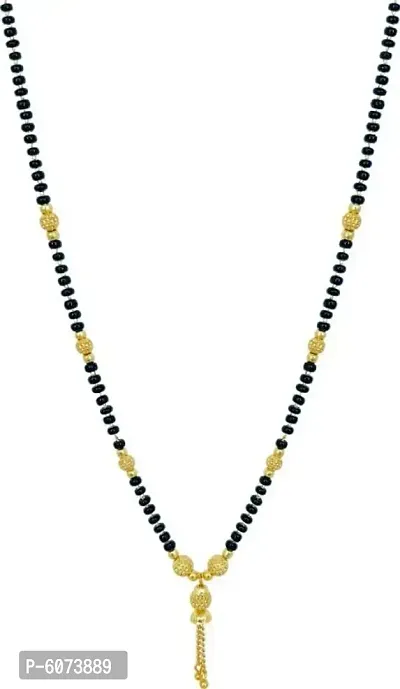 One Gram Gold Plated Combo of 4 Mangalsutra Necklace Pendant Tanmaniya Black Bead Chain For Woman and Girls Brass, Alloy Mangalsutra-thumb4