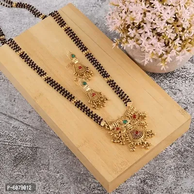 Trendy Alloy Gold-plated Mangalsutra with Earring for Women