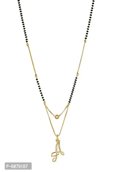 ldquo;Ardquo; Letter American Diamond Gold Plated Mangalsutra-thumb4