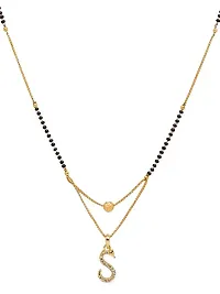 MGSV ldquo;Srdquo; Letter Mangalsutra American Diamond Jewellery Gold Plated Stylish Design-thumb3