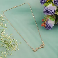 Jewellery Micro Rose Gold Plated American Diamond Beautiful Love Heart Beat Shape Necklace Golden Chain for  Girls Diamond Chain-thumb1