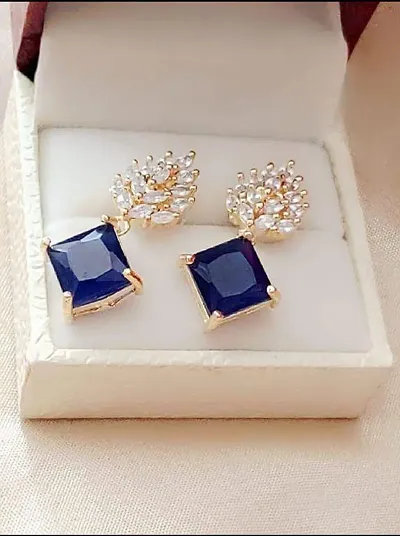 Shimmering Brass American Diamond Earrings