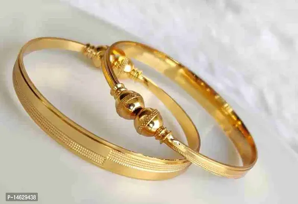 Gold Plated Self Design Adjustable Front Open Kada/Bangles For Women  Girls-thumb0