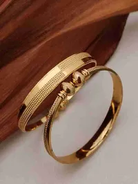 Gold Plated Self Design Adjustable Front Open Kada/Bangles For Women  Girls-thumb1