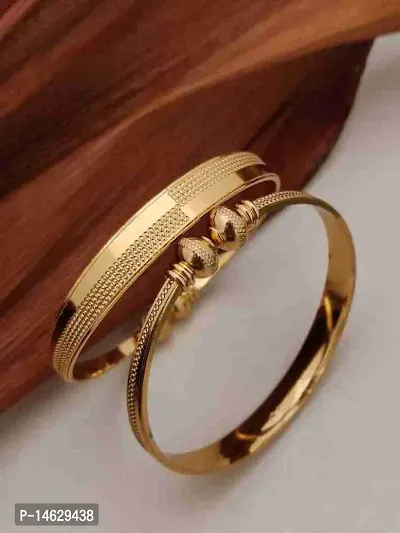 Gold Plated Self Design Adjustable Front Open Kada/Bangles For Women  Girls-thumb2