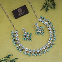 Turquoise Crystal Necklace Jewellery Set with Earrings for Womens-thumb1