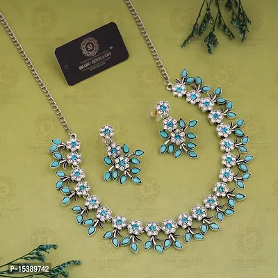 Turquoise Crystal Necklace Jewellery Set with Earrings for Womens-thumb2