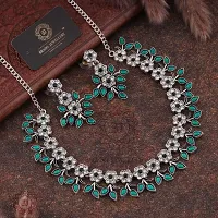 Green Crystal Necklace Jewellery Set with Earrings for Womens-thumb1