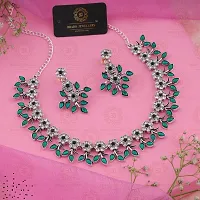 Green Crystal Necklace Jewellery Set with Earrings for Womens-thumb3