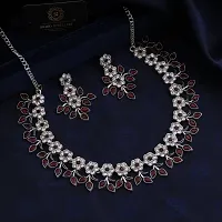 Amazing Maroon Necklace With Earrings For Womens-thumb1