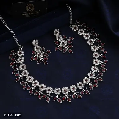 Amazing Maroon Necklace With Earrings For Womens-thumb2