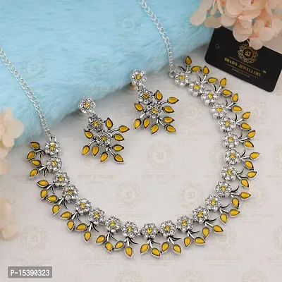 Traditional Yellow Necklace With Earrings For Womens-thumb0