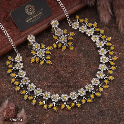 Traditional Yellow Necklace With Earrings For Womens-thumb3