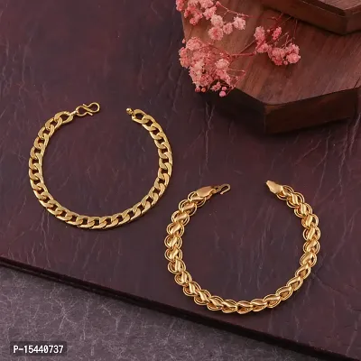 Traditional Gold Plated Hand Bracelet For Men's