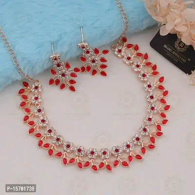 RED AMERICAN DIAMOND NECKLACE FOR WOMENS-thumb0