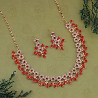 RED AMERICAN DIAMOND NECKLACE FOR WOMENS-thumb1