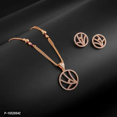 Rose Gold Pendant Chain With Earrings