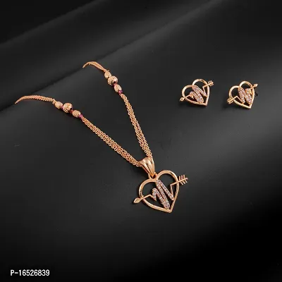 Excellent Rose Gold-plated Stylish Pendant Chain And Earrings