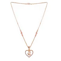 Rose Gold Heart Design Pendent With Earrings For Womens-thumb1