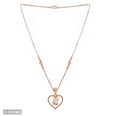 Rose Gold Heart Design Pendent With Earrings For Womens-thumb2