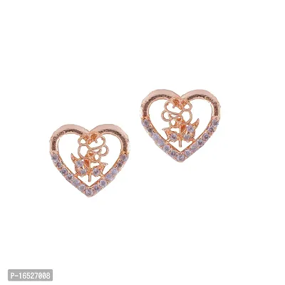 Rose Gold Heart Design Pendent With Earrings For Womens-thumb3