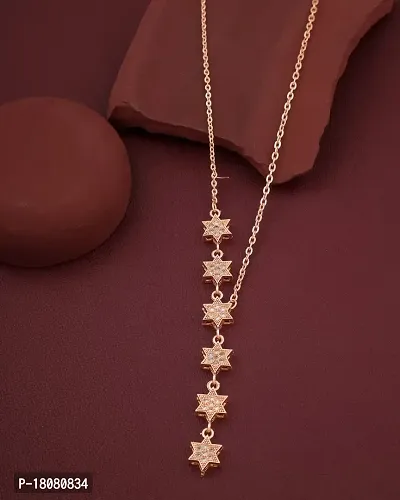 Amazing Rose Gold Plated 6 Star Pendant Chain For Womens-thumb0