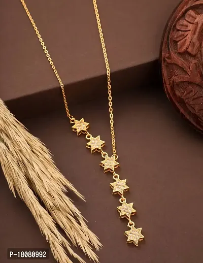 Wonderful 6 Star Gold Plated Pendant Chain For Womens-thumb0